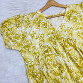 Feeding Frock Alia Cut, Free Size, Ankle Length, Tie-Up, Puff Sleeve Sleepwear in Softest Cotton Fabric (Bra Size 34"-38" | 50”-52″ length)